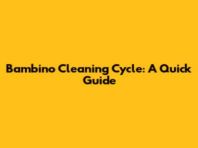 Bambino Cleaning Cycle: A Quick Guide