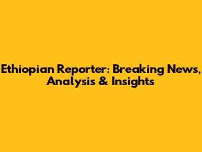 Ethiopian Reporter: Breaking News, Analysis & Insights